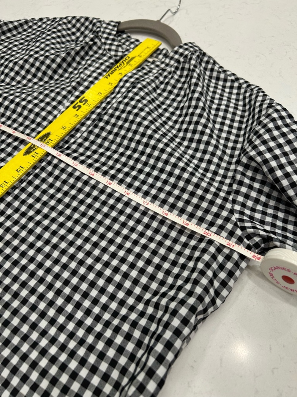 a new day Black & White Gingham Peasant Top - Picture 5 of 6